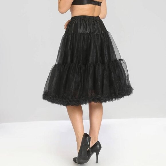 Hell Bunny Polly Petticoat Tulle Skirt Women L-XXL Black Sheer Tiered Rockabilly - Picture 1 of 11